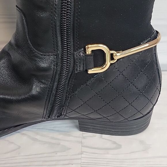 Isacc Mitzrah Imtory Black Knee-High Leather Boots Womens Size 7 - Picture 6 of 15